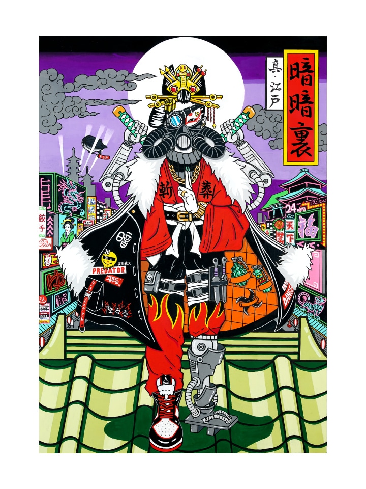 「REIA NAKAMURA 1st EXHIBITION ReBELiUM@SHIBUYA」で展示されるキャンバス作品。