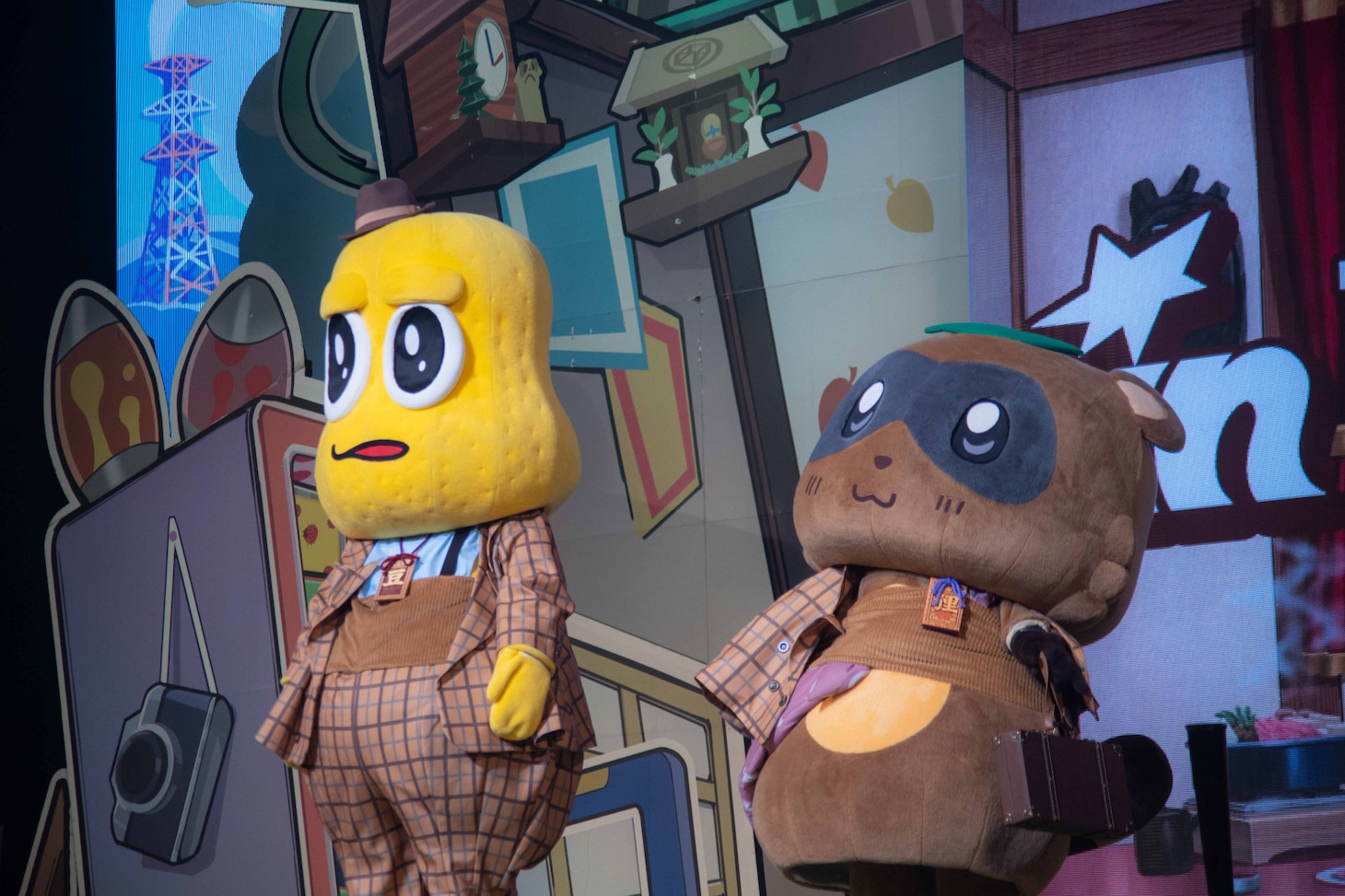 “寅さん”風のピーナッツくん、ぽんぽこ。（撮影：廣田達也）