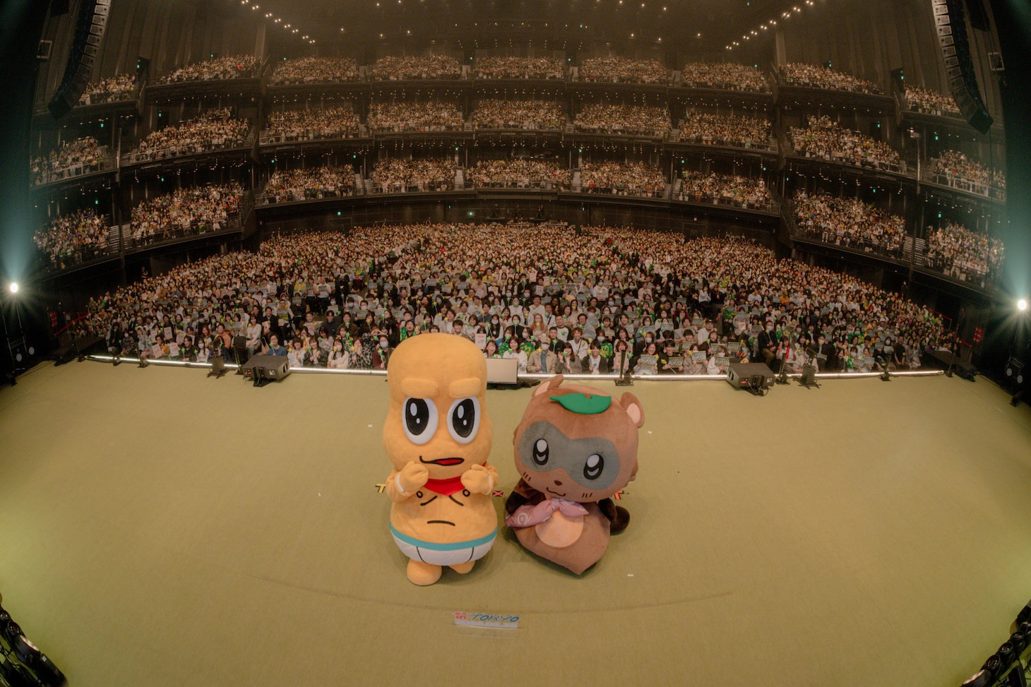 ぽんぽこ＆ピーナッツくんと約7000人の観客。（撮影：小田切楽）