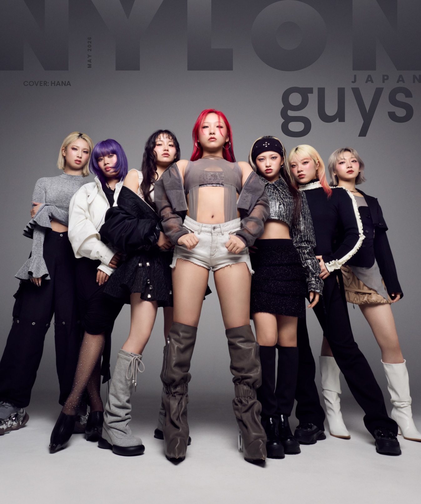 HANAが登場する「NYLON guys JAPAN」2026年5月号の裏表紙。