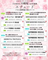 川﨑桜 1stソロ写真集「エチュード」発売記念パネル展のリスト。