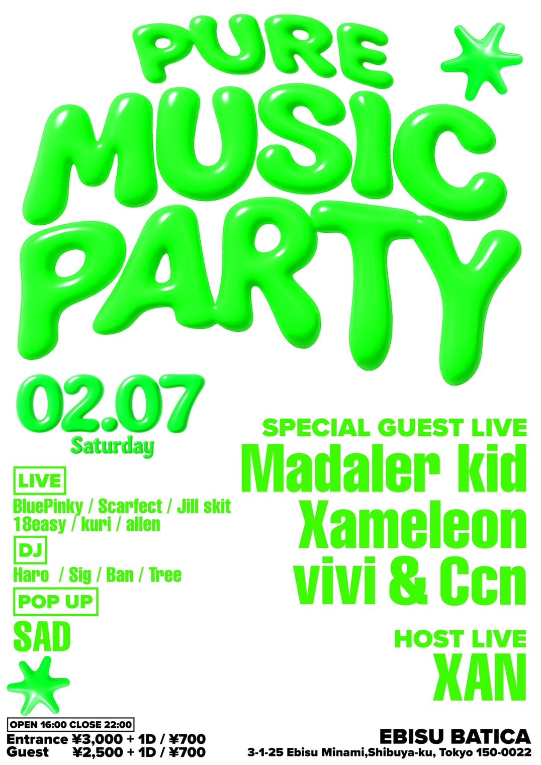 「PURE MUSIC PARTY」フライヤー