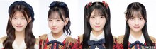 横浜DeNAベイスターズのイベント「Be☆come Mates GAME」に出演するAKB48メンバー。左から千葉恵里、徳永羚海、佐藤綺星、伊藤百花。