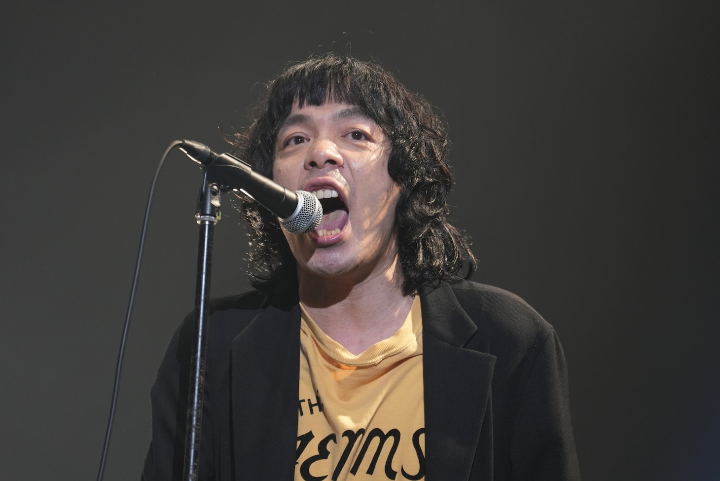 熱唱する峯田和伸（銀杏BOYZ）。