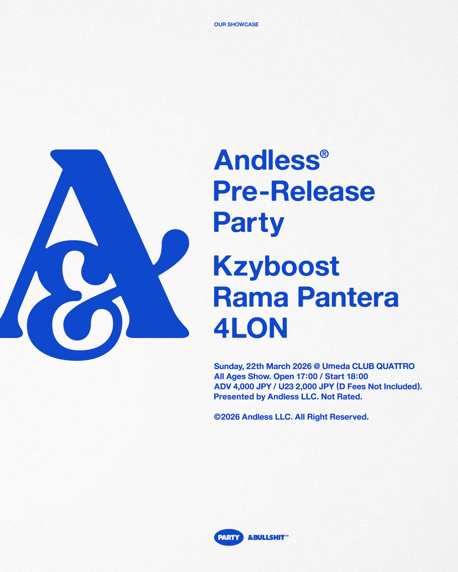 「>Andless PRE-RELEASE PARTY」ビジュアル