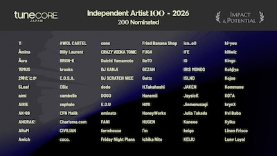 「TuneCore Japan INDEPENDENT ARTIST 100 - 2026」ノミネートアーティスト