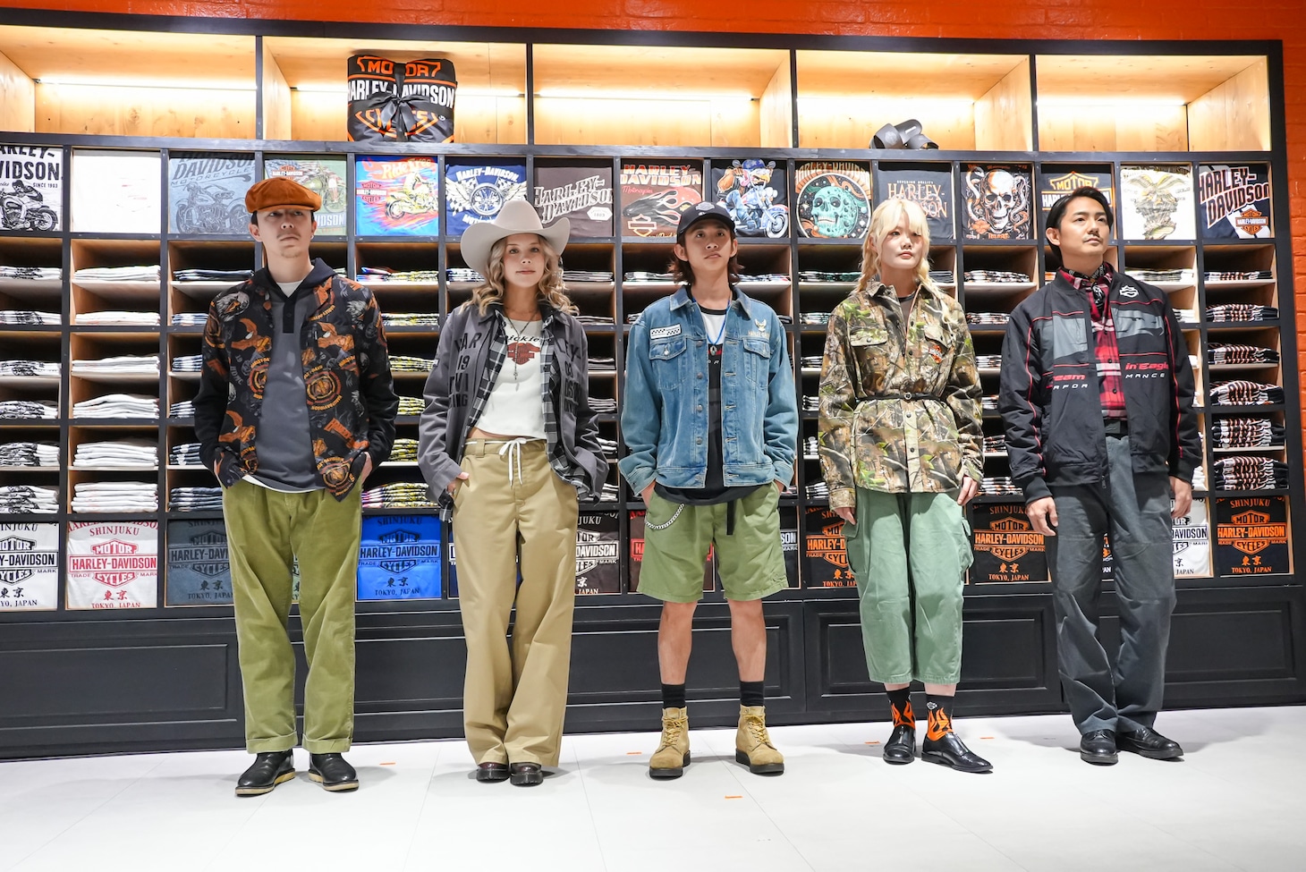 ハーレーダビッドソンアパレルのコーディネート。