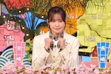 「秘密のケンミンSHOW極」に出演する松田里奈（櫻坂46）。©︎読売テレビ