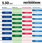 「OSAKA METROPOLITAN ROCK FESTIVAL 2026」初日のタイムテーブル。