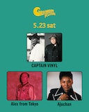 「GREENROOM FESTIVAL'26」5月23日公演に出演するCAPTAIN VINYL（DJ NORI、MURO）、Alex from Tokyo、Ajuchan。