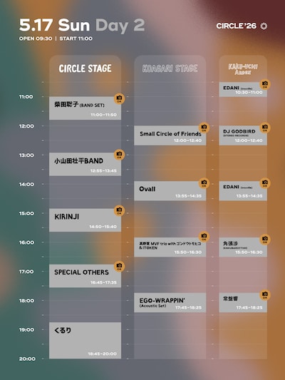 「CIRCLE '26」2日目のタイムテーブル。