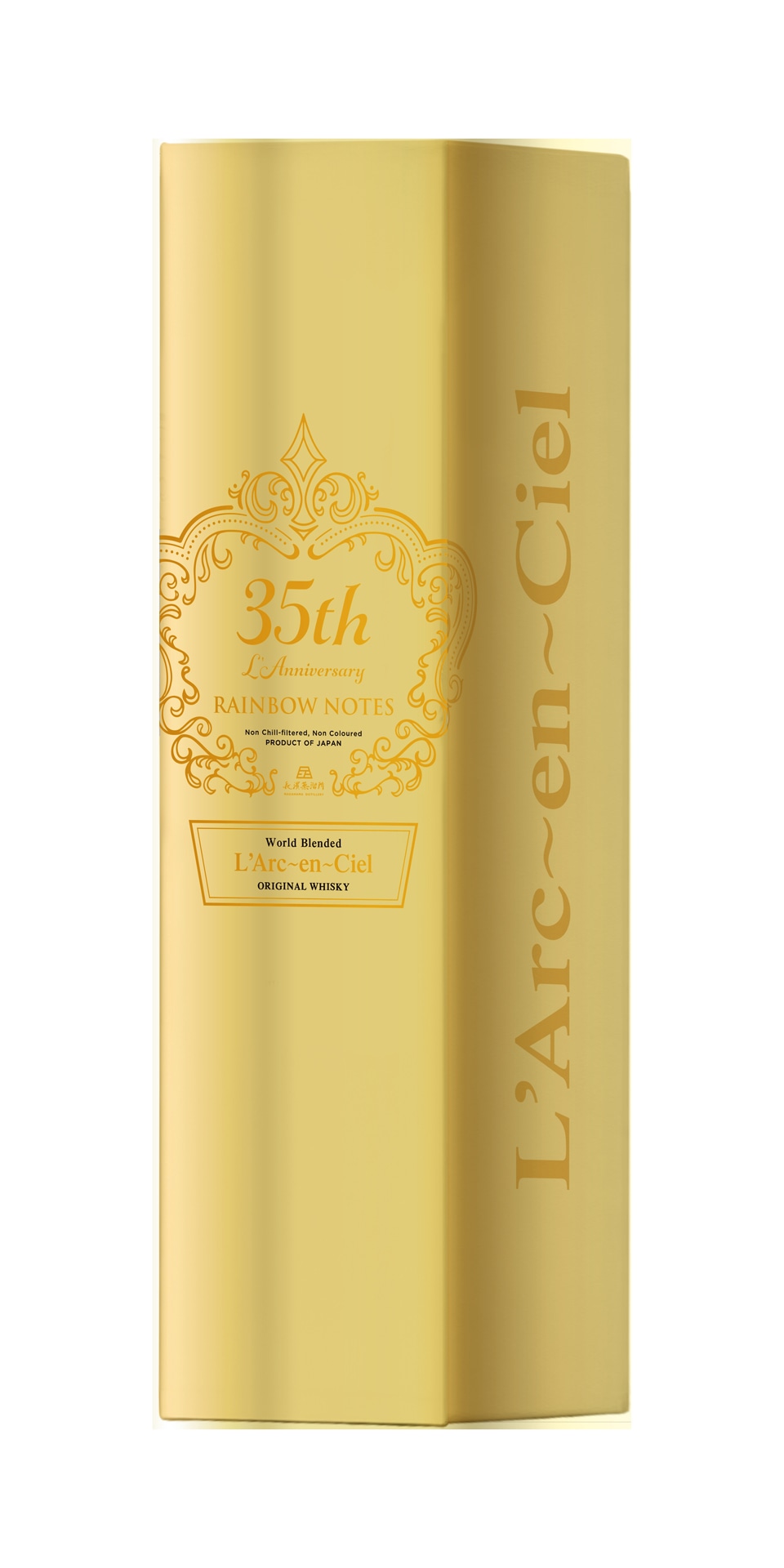 「L'Arc-en-Ciel × 長濱蒸溜所 35th L'Anniversary Whisky RAINBOW NOTES」外箱イメージ