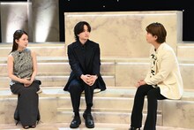 左から畑芽育、timelesz菊池風磨、氷川きよし。日本テレビ系の新音楽番組「夜の音 -TOKYO MIDNIGHT MUSIC-」初回放送より。