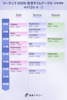 「Coachella Valley Music and Arts Festival」日本時間4月13日（月）「Gobi」「Sonora」「Quasar」配信タイムテーブル