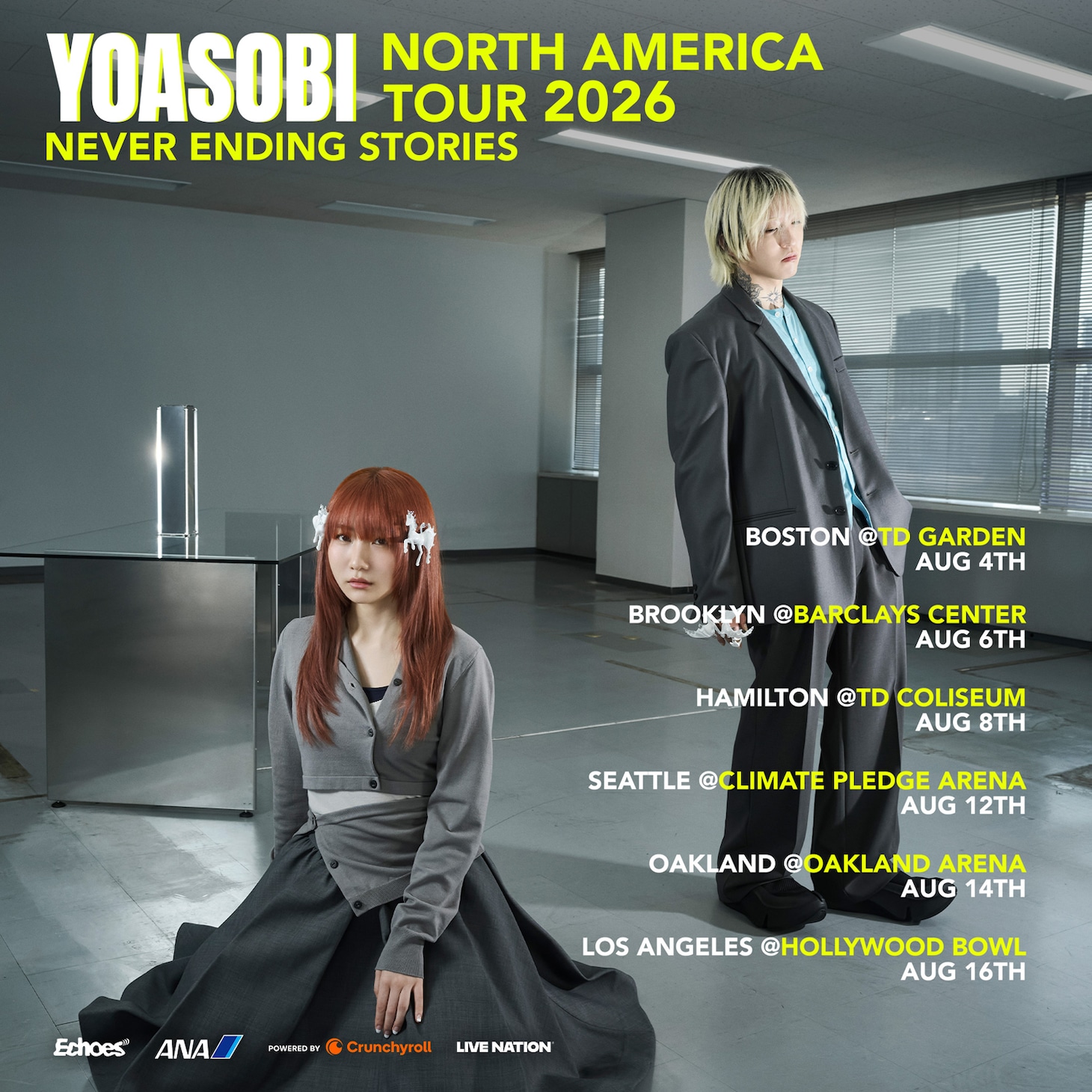 「YOASOBI NORTH AMERICA TOUR 2026 "NEVER ENDING STORIES"」告知ビジュアル