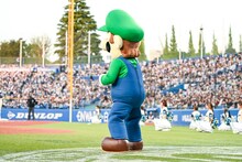 宮野真守の投球を見守ったルイージ。