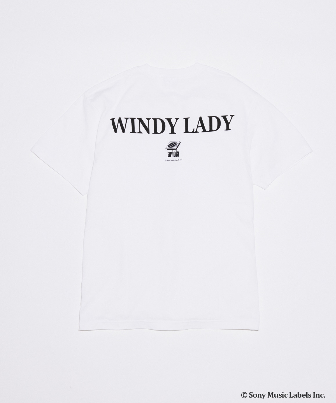 山下達郎とJOURNAL STANDARDのコラボTシャツ「WINDY LADY TEE」の裏面（ホワイト）。