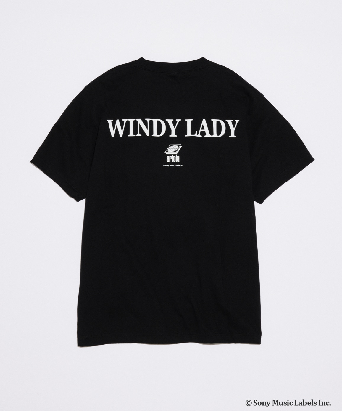 山下達郎とJOURNAL STANDARDのコラボTシャツ「WINDY LADY TEE」の裏面（ブラック）。