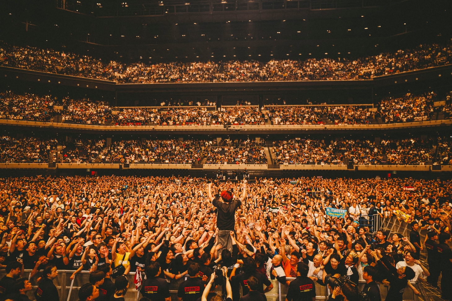 フロアに降りた難波章浩（Vo, B）。（撮影：西槇太一）