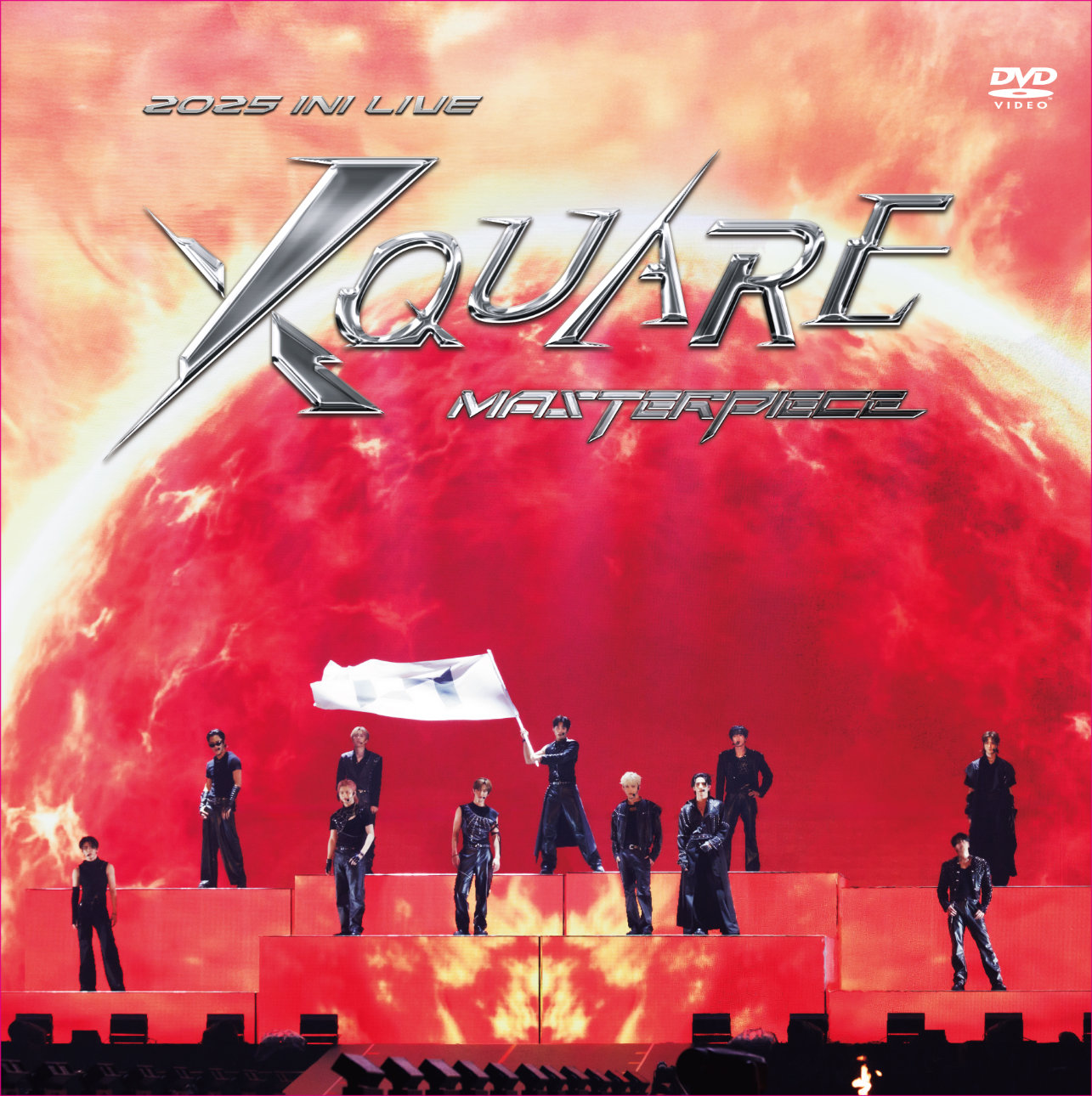 生配信の中で解禁された、映像作品「2025 INI LIVE TOUR [XQUARE - MASTERPIECE] IN VANTELIN DOME NAGOYA」DVDのジャケット写真。