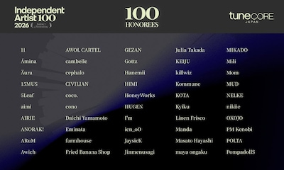 「TuneCore Japan INDEPENDENT ARTIST 100 - 2026」最終選出アーティスト