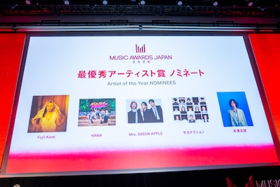 「MUSIC AWARDS JAPAN 2026」最優秀アーティスト賞ノミネート一覧