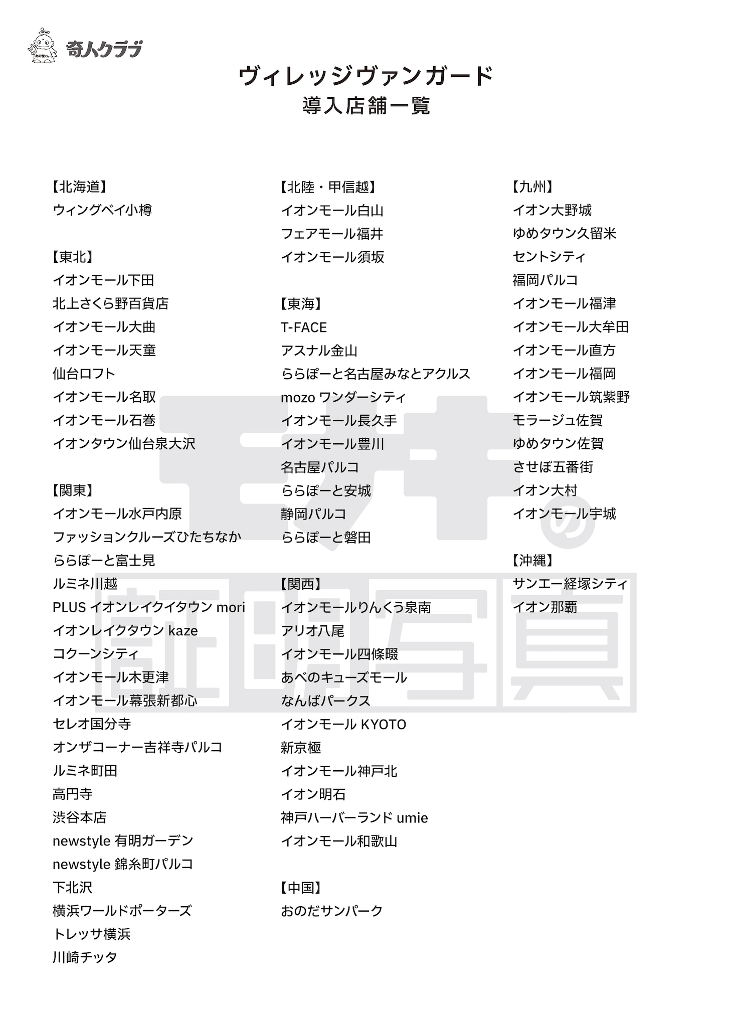 ガチャ「モナキの証明写真」販売店舗一覧