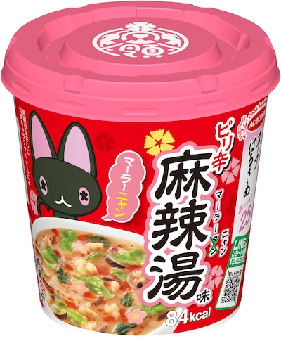 エースコックと高嶺のなでしこのコラボ商品「スープはるさめ マーラーニャン」。