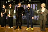 「GOLDEN MIC」プレスカンファレンスの様子。左からMaRI、STUTS、Zeebra、せいや（霜降り明星）、Charlu。