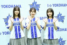 左から小坂菜緒、藤嶌果歩、大野愛実（日向坂46）。