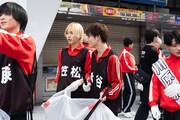 つば男によるクリーンパトロールの様子。