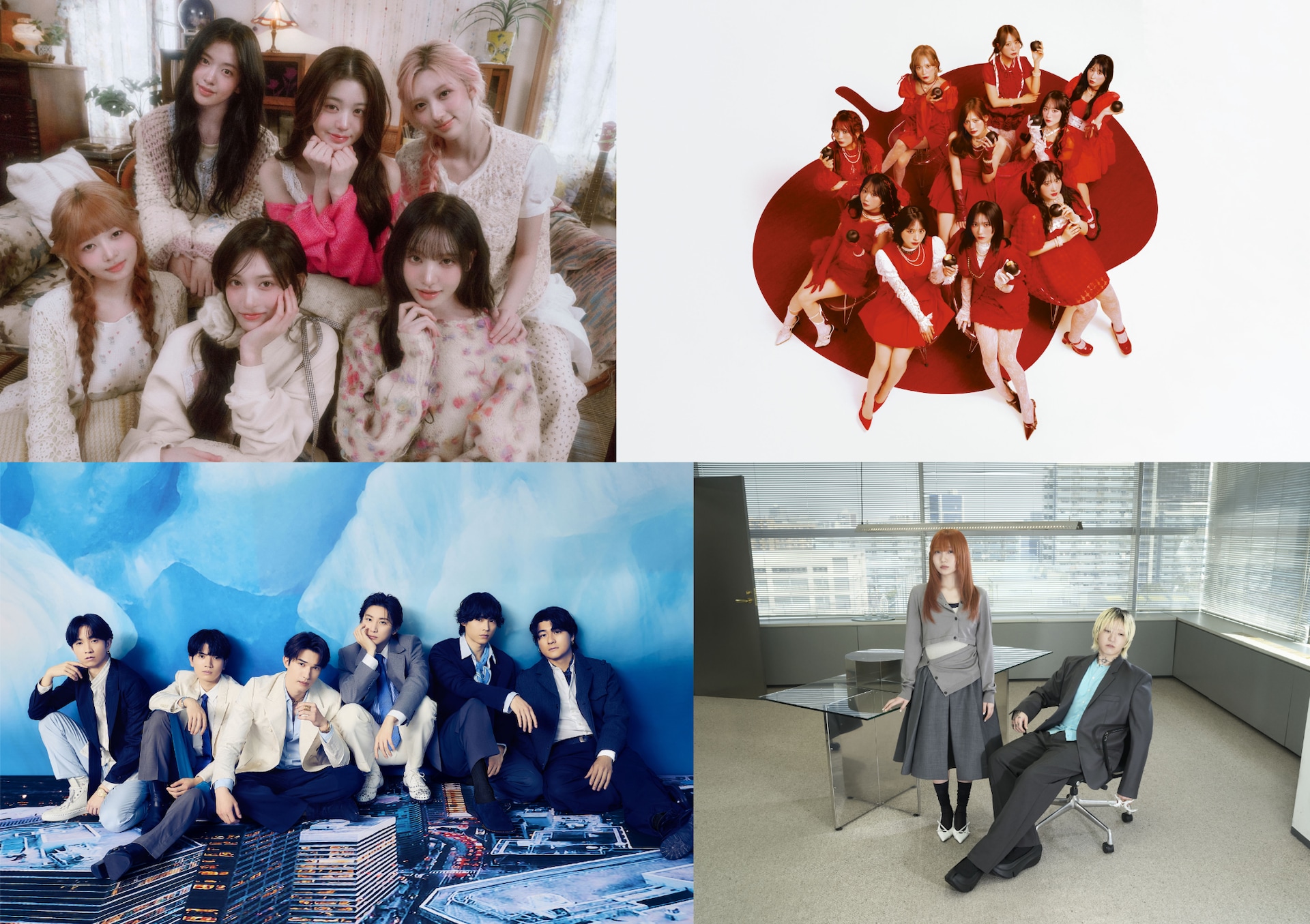 MV% ストライプのハート CDTVライブ！ライブ！」2026年6月29日放送回の出演者。左上から時計
