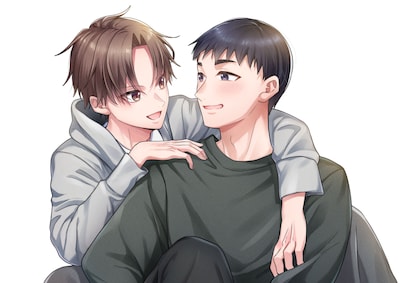 直正也によるドラマ「普通の恋愛」メインビジュアルのイラスト。