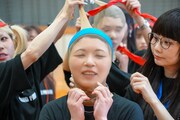 パンストをかぶったヤママチミキ。