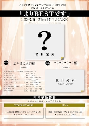 バックドロップシンデレラ結成20周年記念ベストリリース、収録内容は 