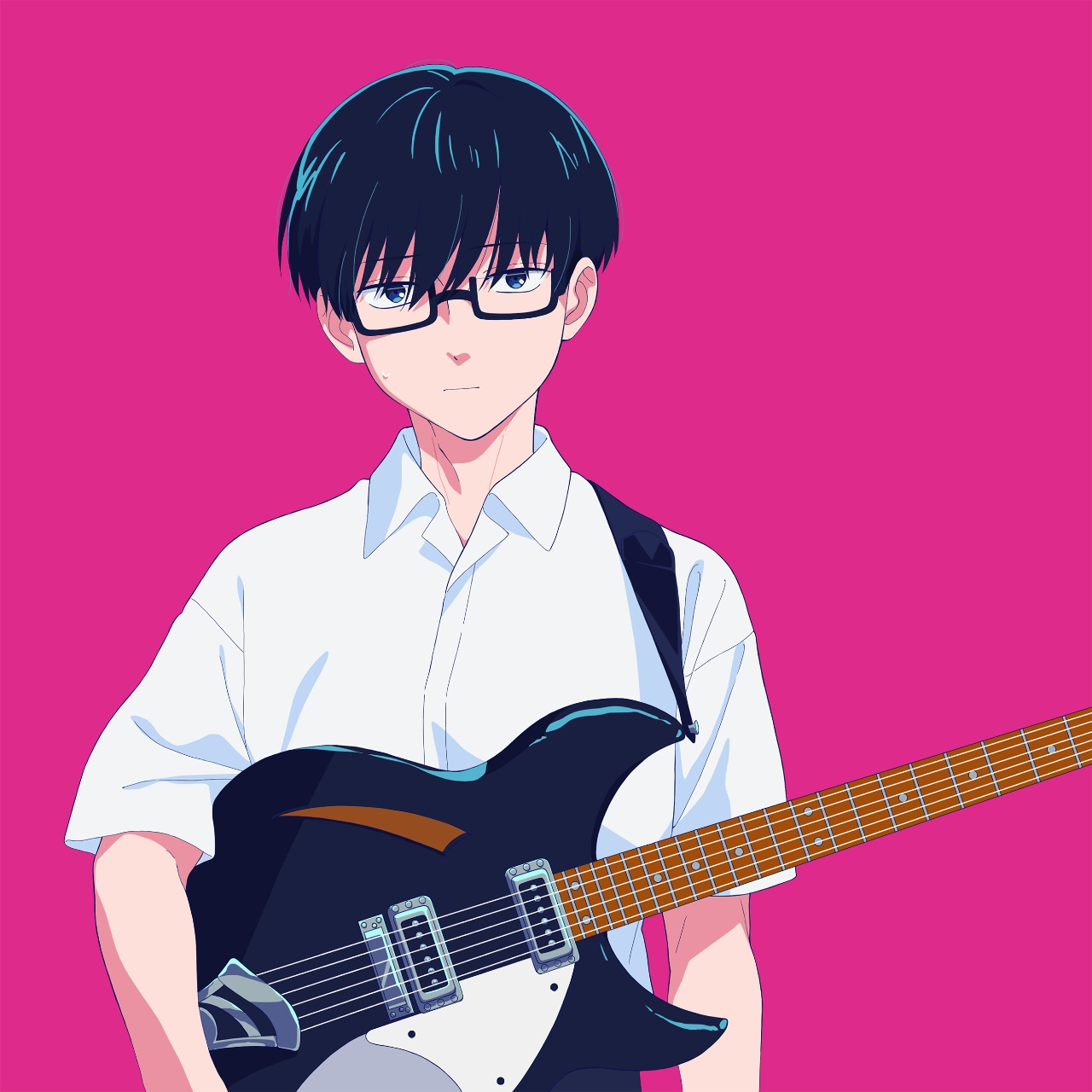 Mega Shinnosuke「正反対な君と僕」エンディング曲ジャケにギター抱え