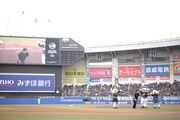 マリーンズファンの拍手の中、グラウンドを去る沢村玲（ONE N' ONLY）。