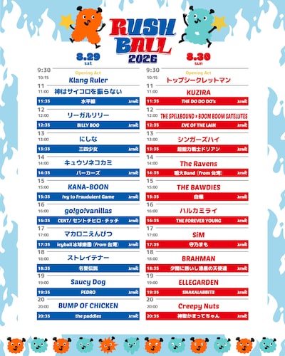 「RUSH BALL 2026」タイムテーブル