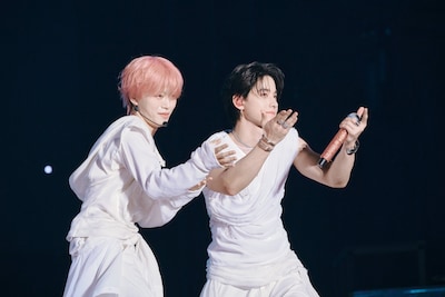 名古屋に凱旋した木全翔也と佐藤景瑚。「JO1DER SHOW 2026 ‘EIEN 永縁’ FINAL」より。