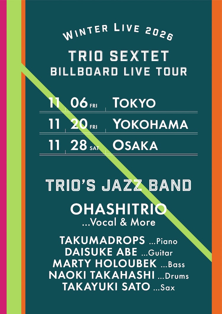 大橋トリオ「TRIO Sextet Billboard Live Tour 2026」告知画像