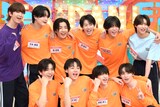 iiONDOと高岡ミロ（Lienel / 左端）と志賀李玖（ICEx / 右端）。「DAN! DAN! EBiDAN!」収録後の囲み取材より。