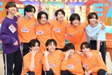 iiONDOと高岡ミロ（Lienel / 左端）と志賀李玖（ICEx / 右端）。「DAN! DAN! EBiDAN!」収録後の囲み取材より。