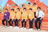 記者からの質問に応じるiiONDOと高岡ミロ（Lienel / 左端）と志賀李玖（ICEx / 右端）。「DAN! DAN! EBiDAN!」収録後の囲み取材より。