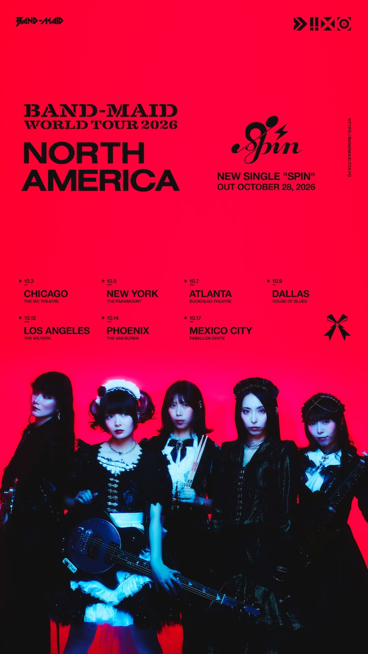 「BAND-MAID WORLD TOUR 2026」北米公演のビジュアル。