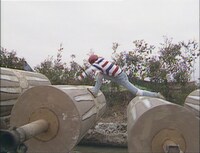 脱落者続出だった「ローラーゲーム」。高さの違うローラーを次々に飛び移り、向こう岸まで渡りきるとクリア。(c)TBS