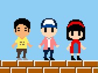 今回の出演のためにMidoriが制作した高円寺パルサーと自身の3ショットドット絵イラスト。