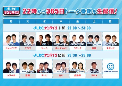 リピート放送や配信レポートなど、見逃した人にもうれしいシステムが充実の「よしもとオンライン」。