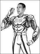 ガッツポーズをとるオバマン。(c)リバートップ (c)ソニー・デジタルエンタテインメント