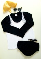 写真上から、はげヅラ、ダンディサングラス、なりきりシャツ、びっくりブルマ。