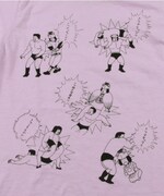 「トツギーノ×タイムカプセル」必殺技Tシャツ（ラベンダー）のイラスト詳細。(c) Bakarhythm / (c) 2009 BEAMS